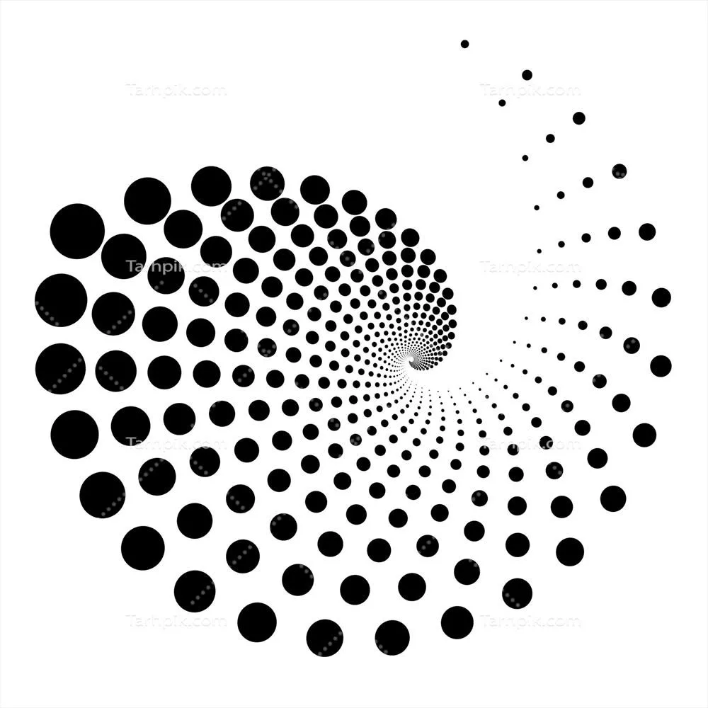 وکتور هنر طراحی هندسی مدرن با اشکال نقطهای و گرداب سیاه
