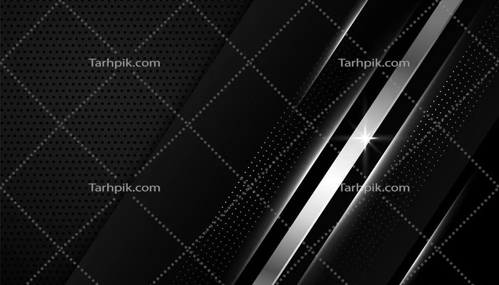 وکتور کاغذ دیواری سیاه با خطوط هندسی نقره‌ای و الگوهای انتزاعی