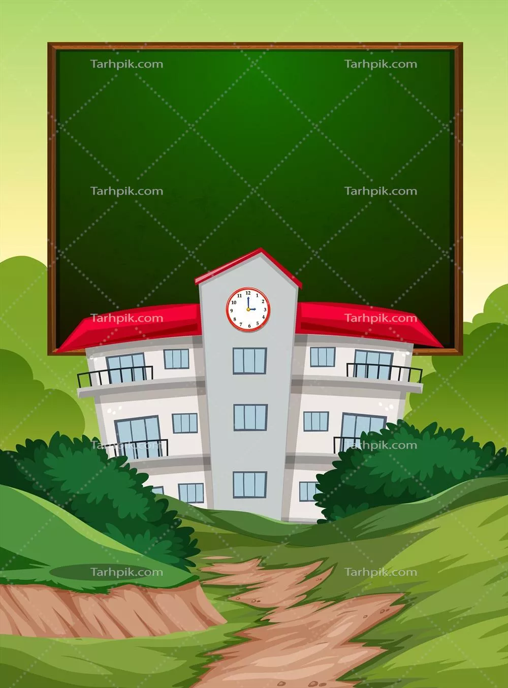 بنر وکتور کلاس درس با تخته سیاه جذاب و خلاقانه