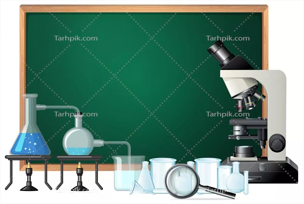 وکتور الگوی تصویر لوازم علمی روی تخته سیاه برای نمایش به دانش آموزان