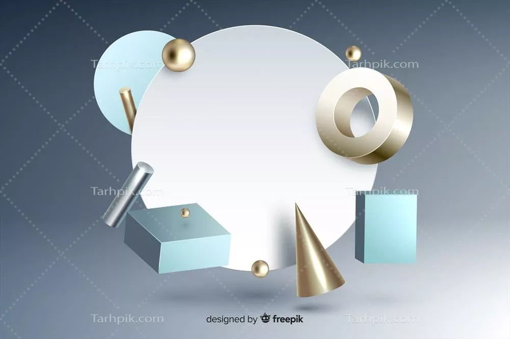وکتور بنر خالی با اشکال هندسی و اثر سه بعدی بر روی سطوح گرادیانی خاکستری