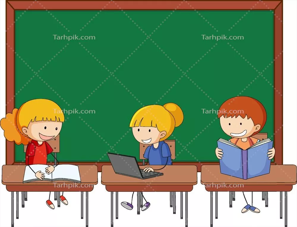 وکتور شخصیت کارتون بچهها در کنار تختهسفید خالی و جذاب