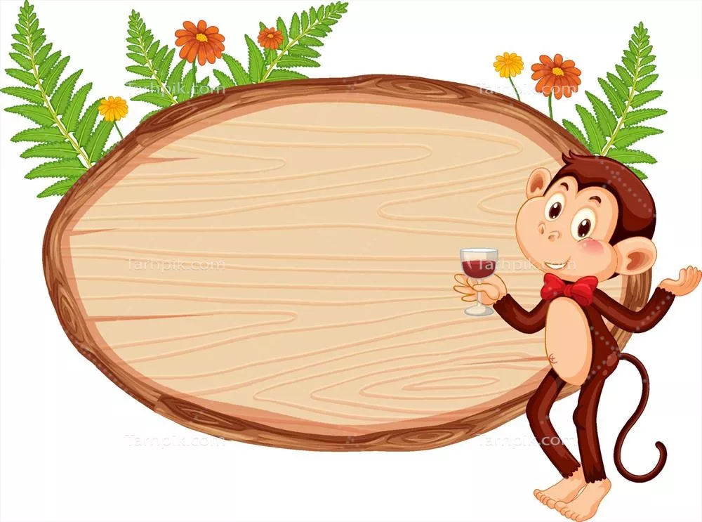 وکتور تابلوی چوبی خالی با شکل بیضی و تصویر حیوان