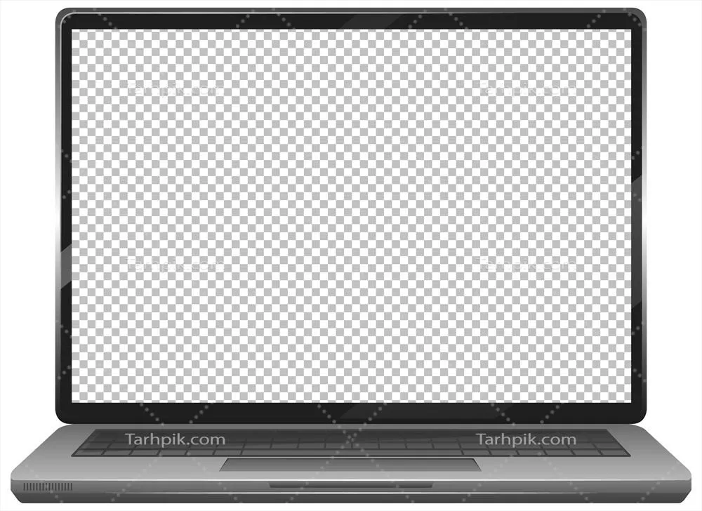 آیکون دستگاه لپتاپ با صفحهنمایش خالی در پسزمینه سفید به صورت وکتور