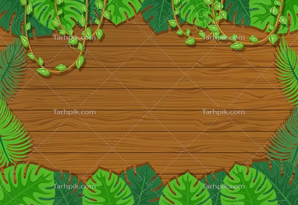 وکتور پس‌زمینه تخته چوبی خالی با عناصر برگ برای طراحی‌های طبیعی و زیبا