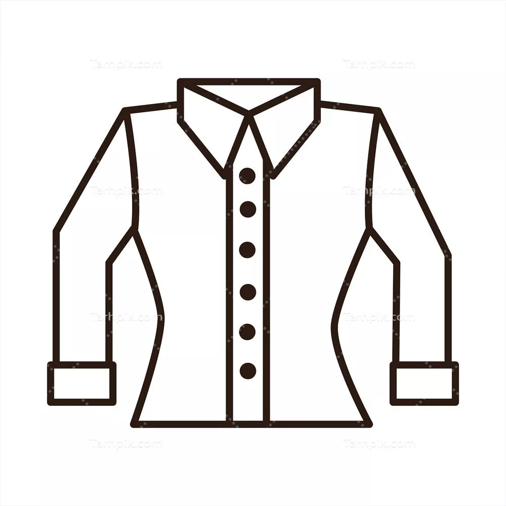 وکتور طرح آیکون بلوز زنانه با پسزمینه سفید و ویژگیهای مربوطه