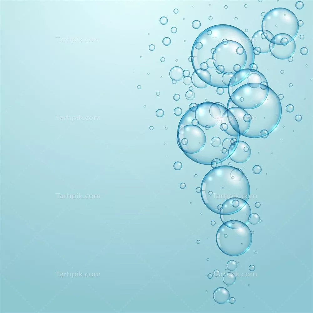 طرح وکتور با زمینه آبی و حبابهای آب شناور
