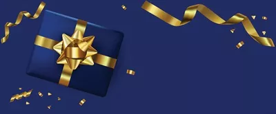 وکتور جعبه هدیه آبی با کنفیتی برای جشن و مناسبت های مختلف