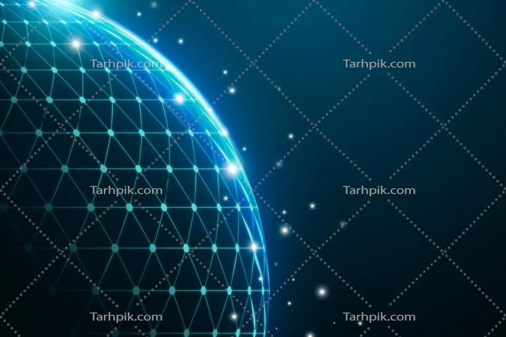 وکتور طرح زمینه دیجیتالی شبکه زمین آبی برای فناوری و فعالیت های شرکتی