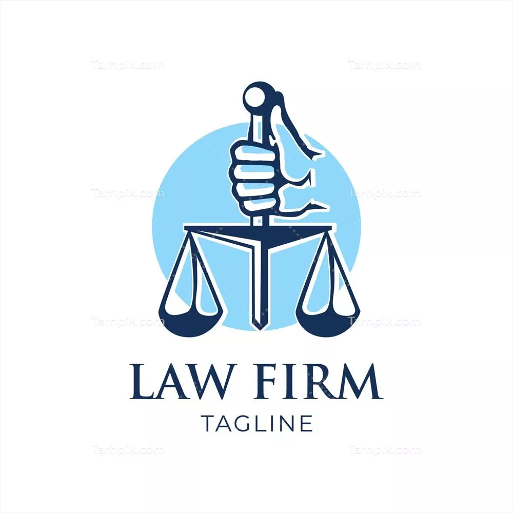 وکتور طراحی لوگوی مینیمالیستی آبی برای وکلا و دفاتر اسناد رسمی