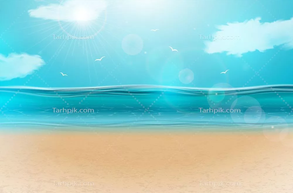 منظره دریاچه آبی با آسمان ابری در طرح وکتور زیبای طبیعی