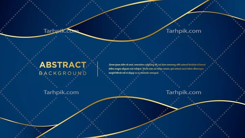 وکتور طراحی مدرن انتزاعی با خطوط طلایی و زمینه آبی و موجدار