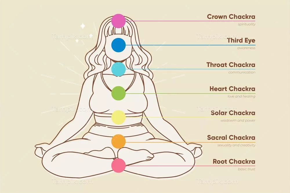 مفهوم چاکراهای بدن به صورت وکتور و بصری با جزئیات کامل