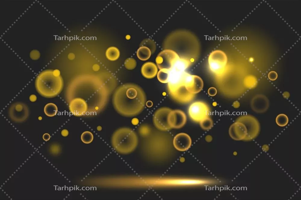طرح وکتور نورهای طلایی با کادر بوکه و گرادینت بر روی پس زمینه تاریک