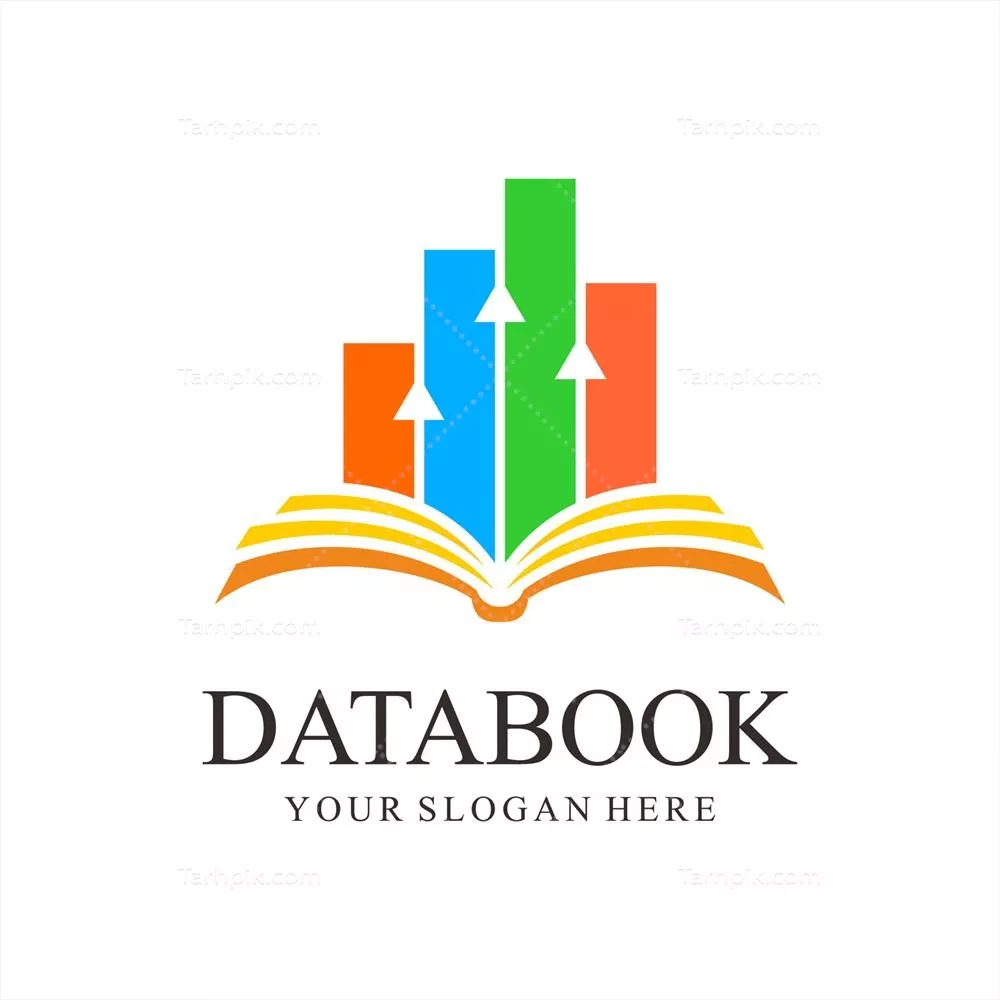 وکتور کتاب دادهها و آمار: طراحی لوگو برای نمایش اطلاعات