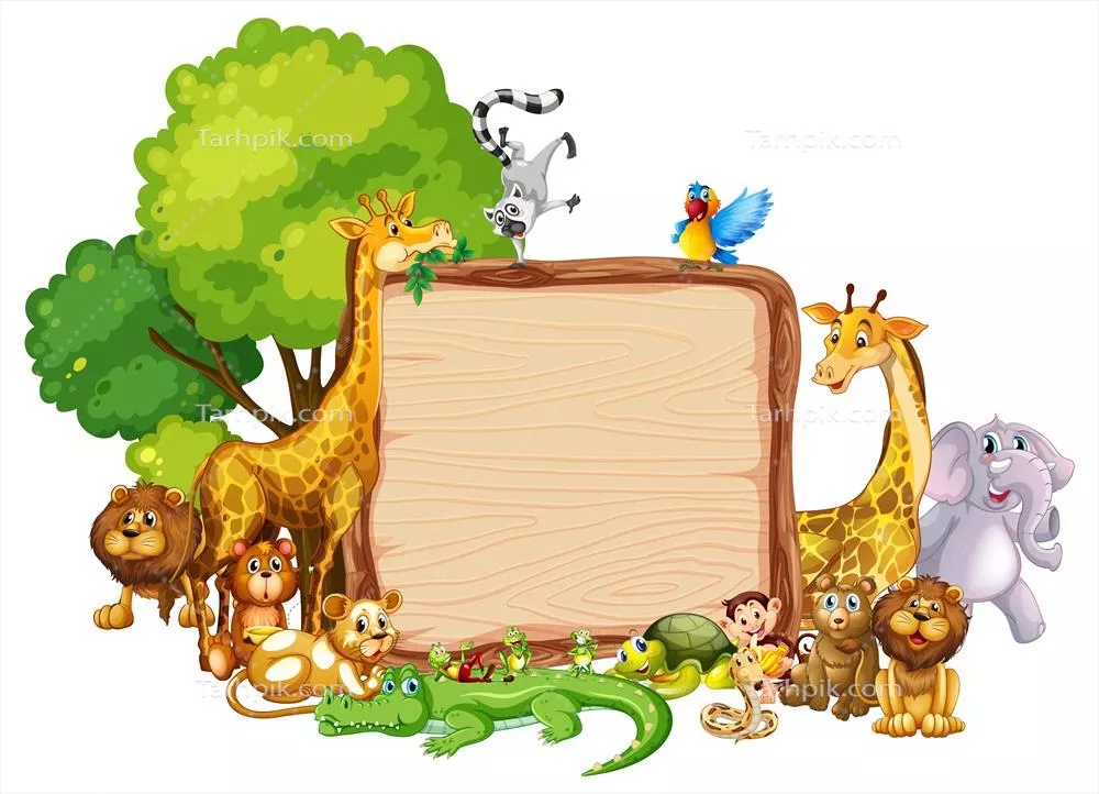 طراحی حاشیه با الگوهای حیوانات زیبا و بامزه به صورت وکتور