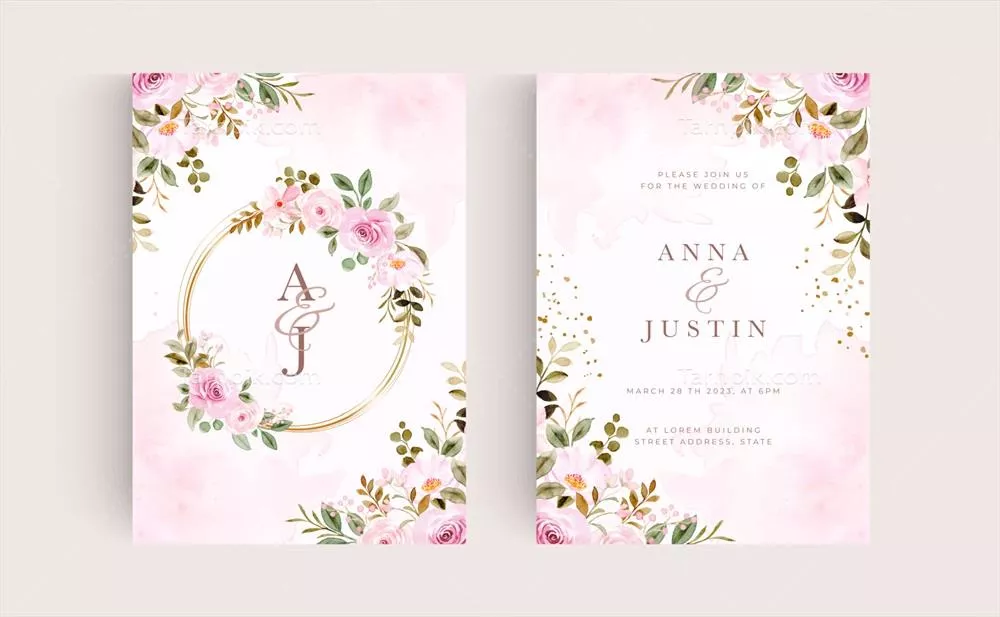 وکتور کارت گیاهی با گلهای وحشی و برگها – تزئین بهاری زیبا و دلنشین