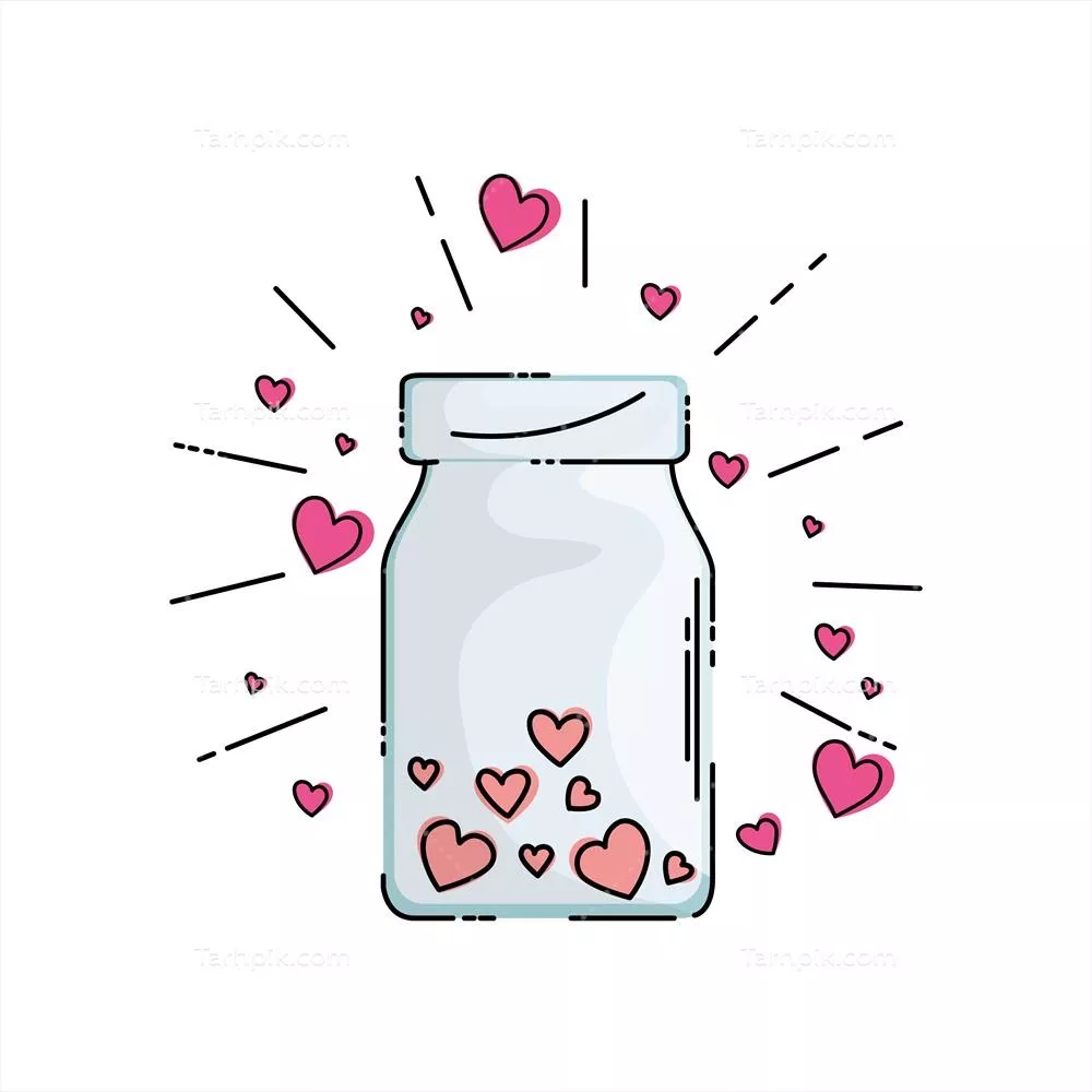 طرح وکتور بطری با قلب‌های زیبا و دل‌نشین به صورت ایزوله