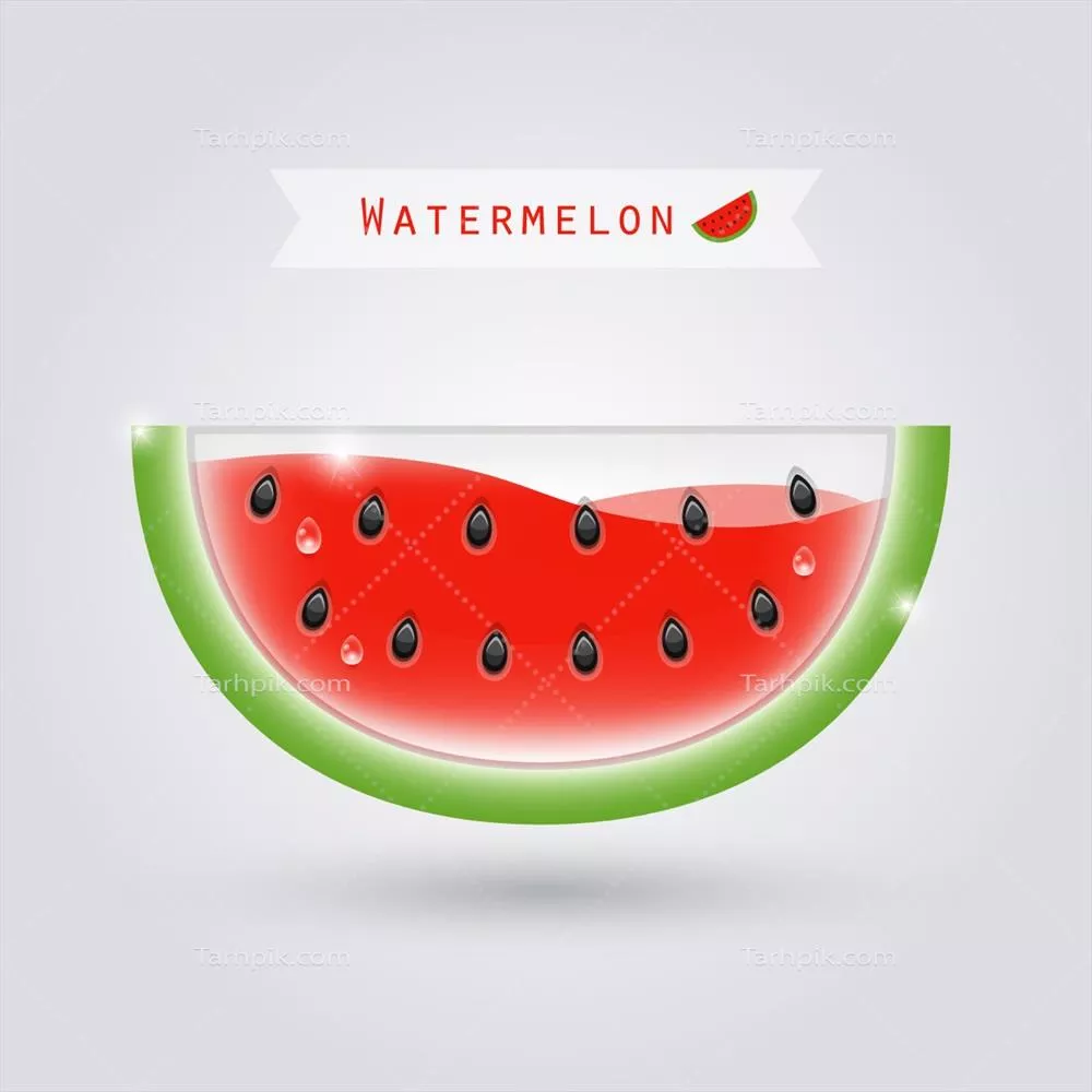 طرح وکتوری کاسه شکل هندوانه با مایع قرمز داخل آن