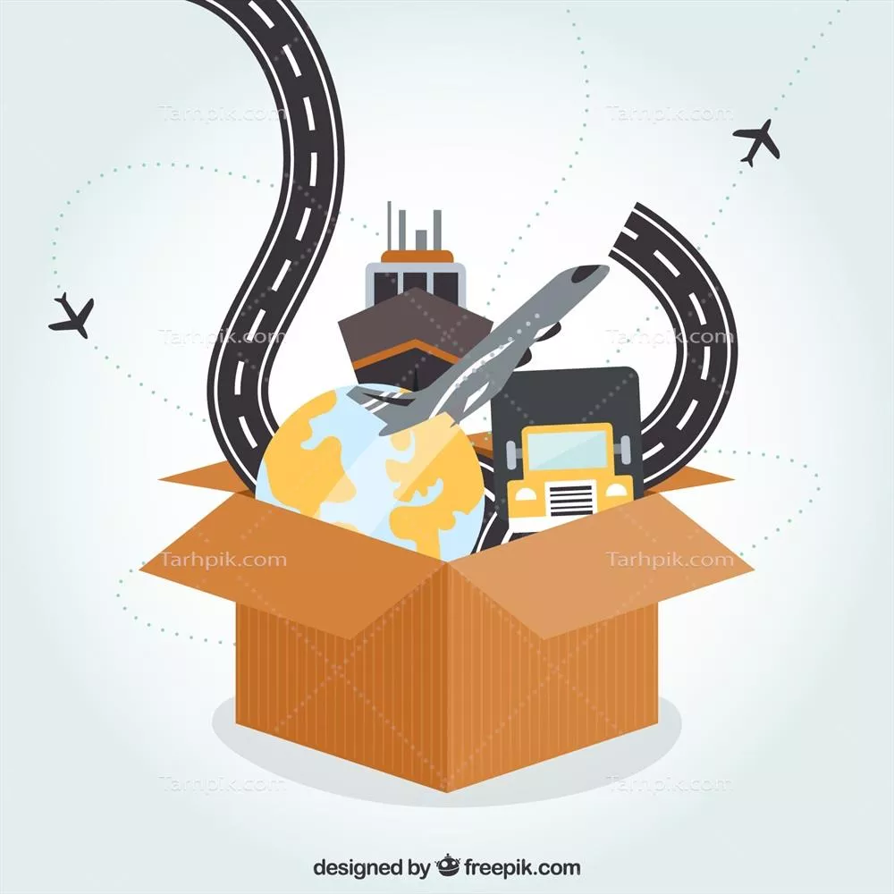 وکتور نمادهای مسافرتی و جعبهای با طراحی برداری به همراه جزئیات شگفتانگیز