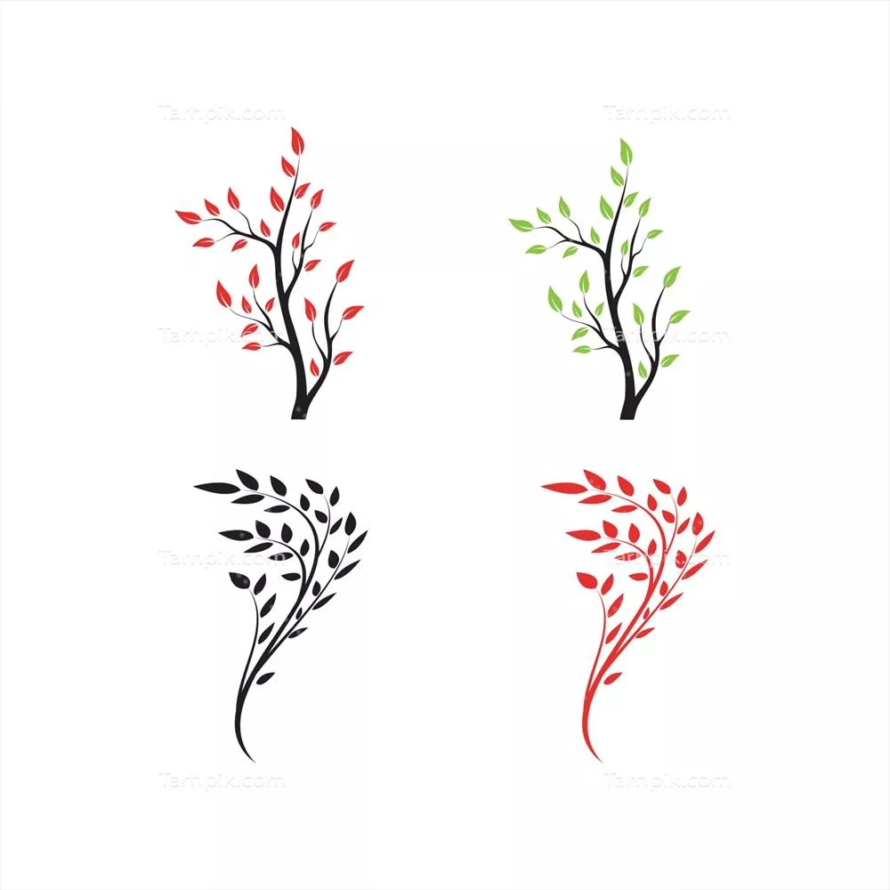 تصویر وکتوری شاخه درخت در تابستان و پاییز به همراه کلیپ آرٹ