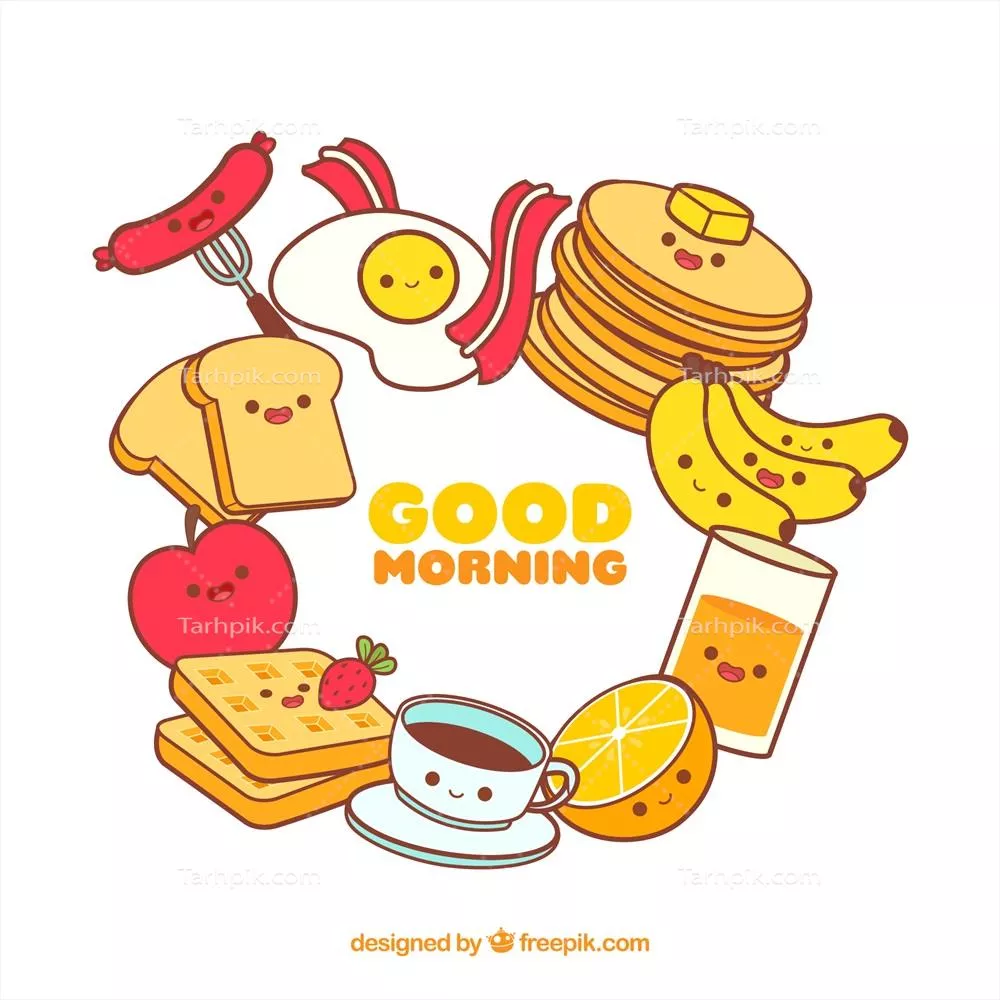 فریم پسزمینه وکتوری برای غذاهای صبحانه با طراحی جذاب