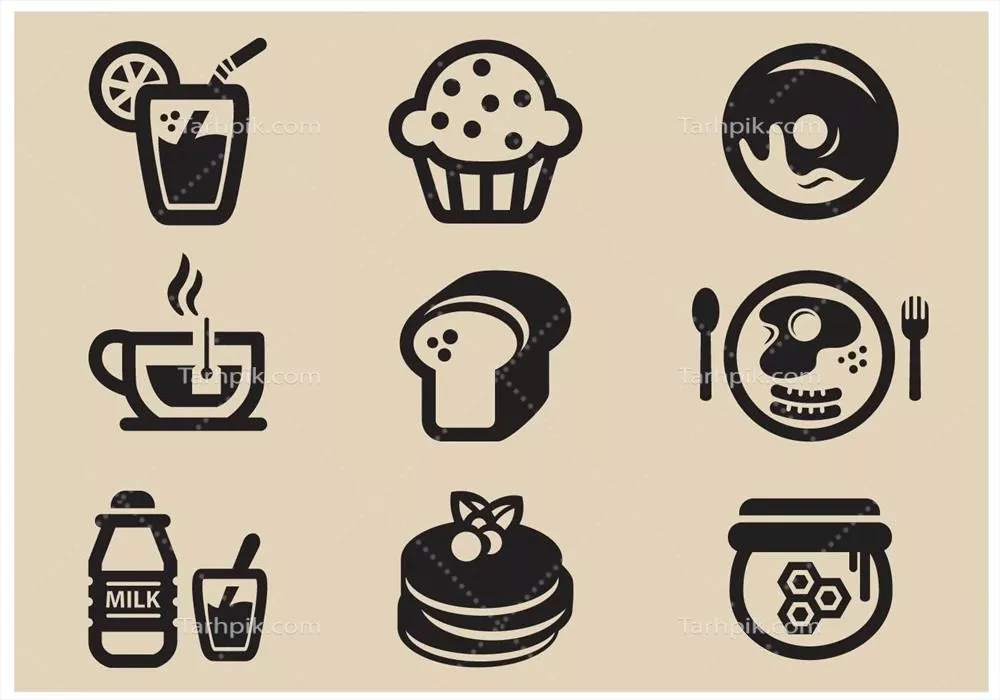 وکتور آیکون صبحانه اکنون در دسترس است - مجموعه طراحی مسطح برای کسبوکار شما