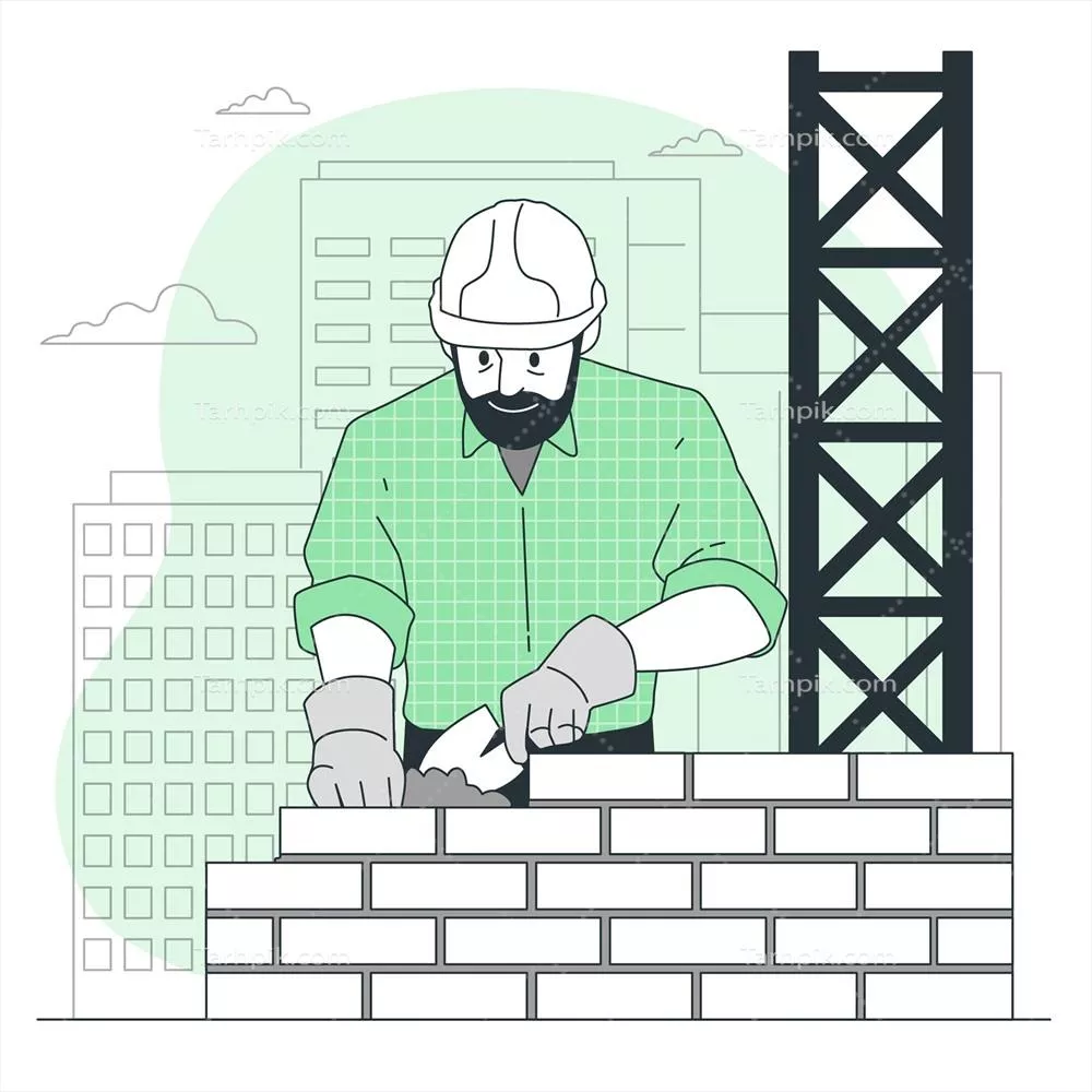 تصویر مفهومی از بنای آجری به صورت وکتور با جزئیات دقیق