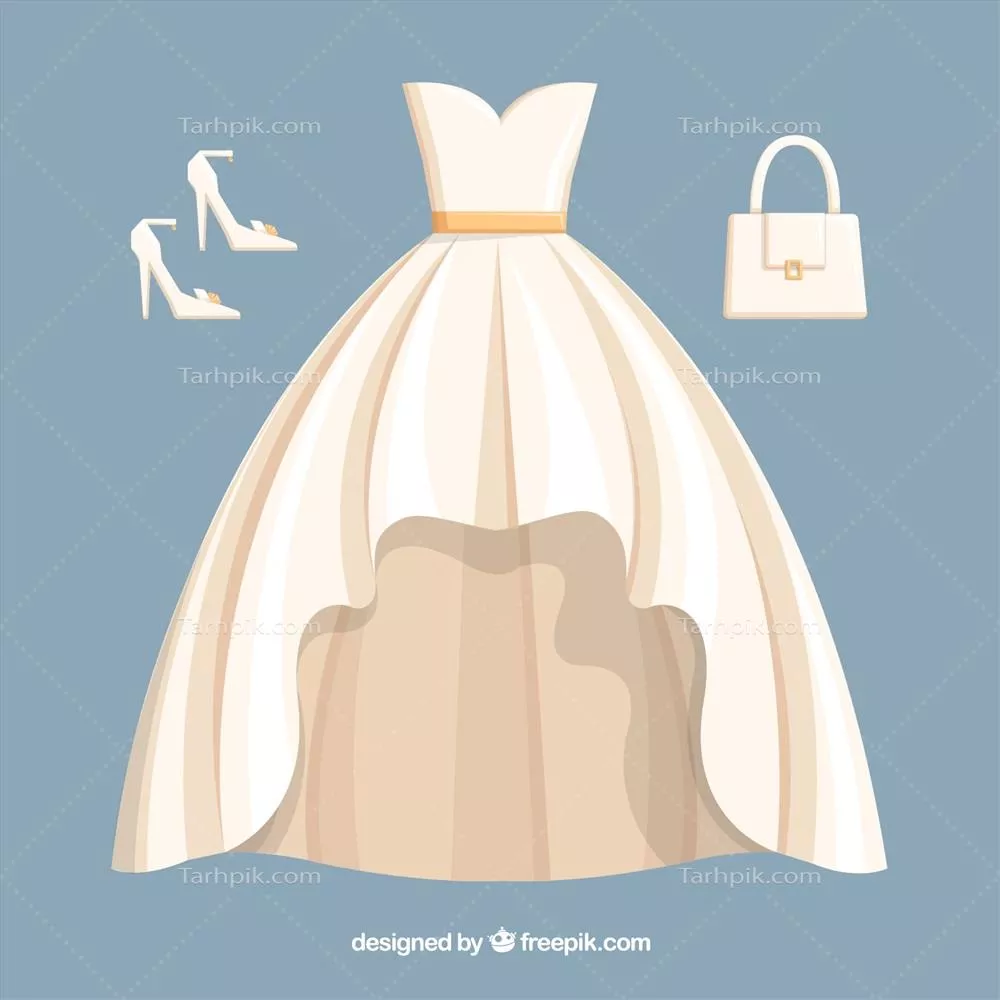 وکتور مدل گرافیکی لباس عروس با طراحی زیبا و جزئیات دقیق