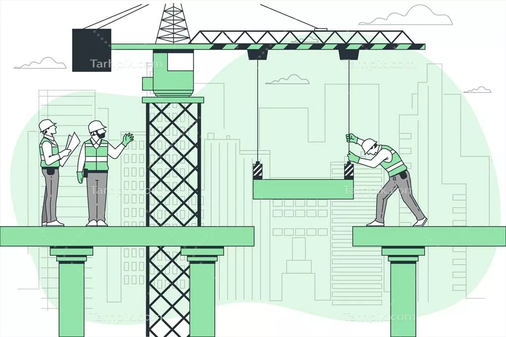 تصویر مفهومی وکتور ساخت پل: طراحی و مهندسی سازههای معاصر