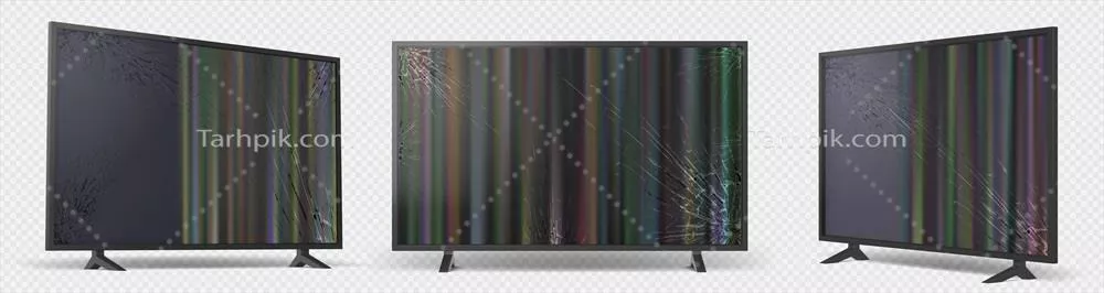 تصویر وکتور تلویزیون شکسته با پس زمینه شفاف و ایزوله