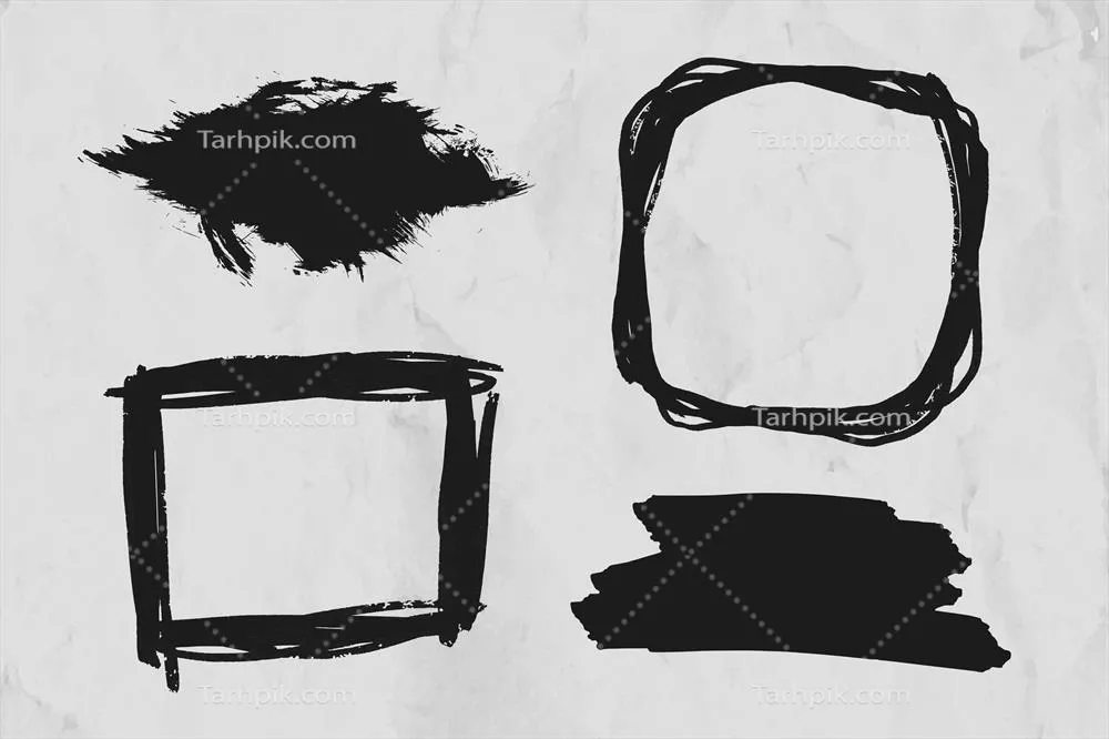 مجموعهی وکتور المانهای گرافیکی قلممو با پسزمینهی بافت مچالهشده