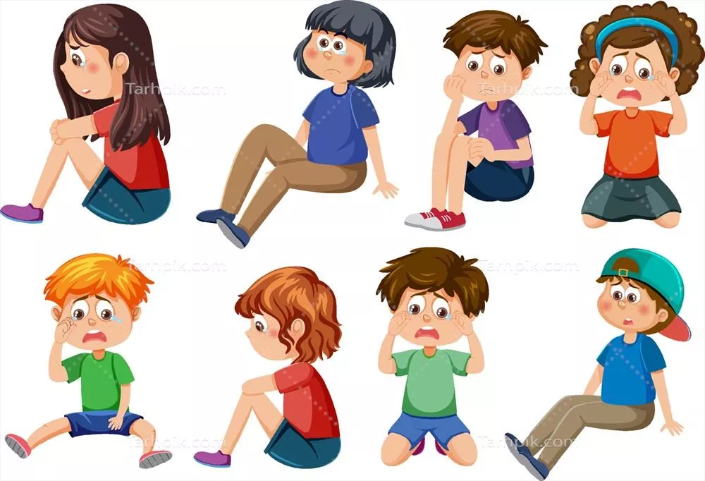 وکتور مجموعه شخصیت های کودکان در مورد قلدری و مضرات آن