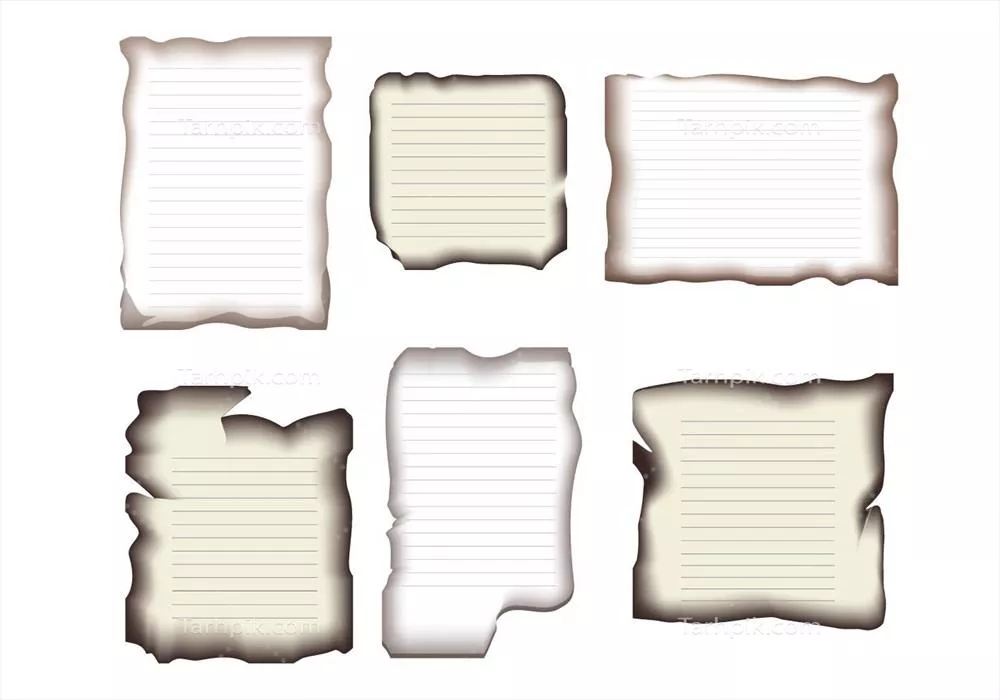 مجموعه وکتور لبههای سوخته کاغذ برای طراحیهای خلاقانه