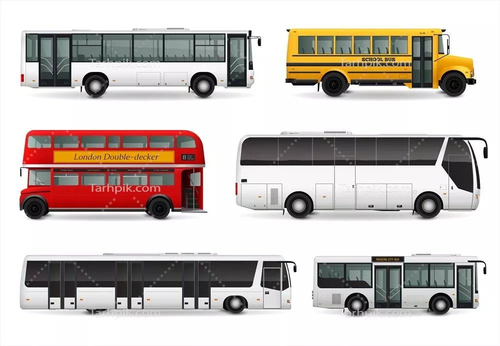 وکتور مجموعه واتر کلینیک اتوبوس با طراحی واقعی و وضوح بالا