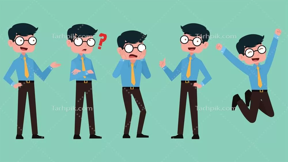وکتور حالتهای مختلف شخصیتهای تجاری برای نمایش در کسبوکار و حرفههای مختلف