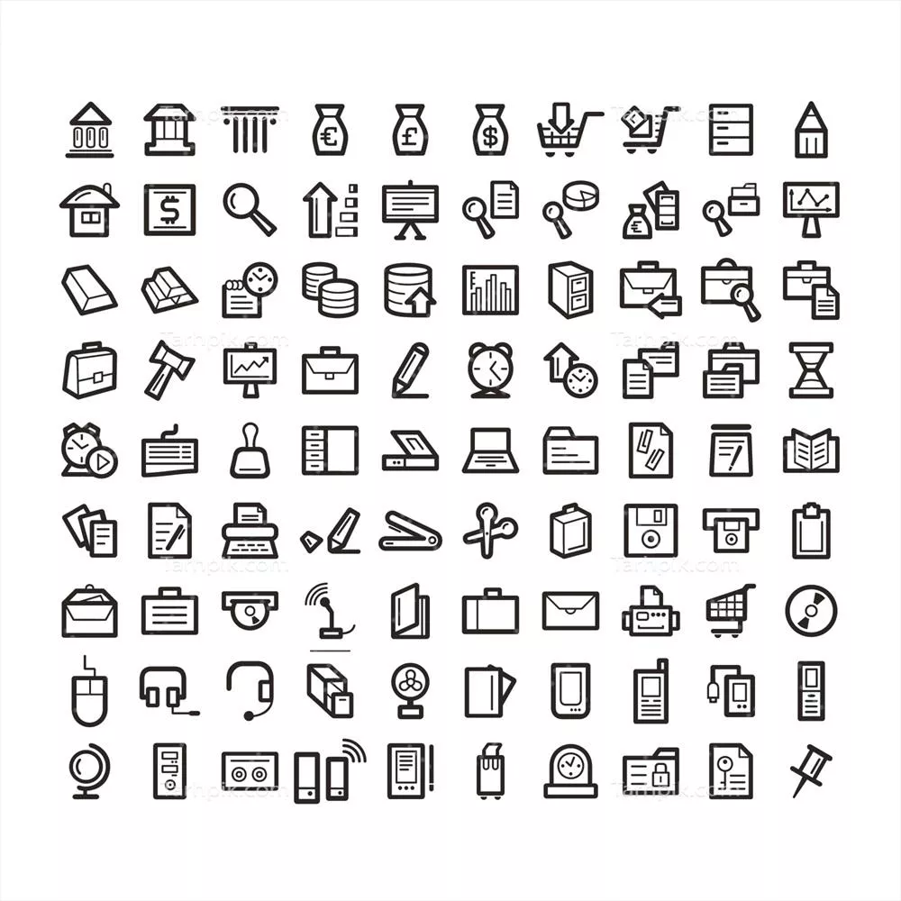 وکتور مجموعه آیکون خطی کسب و کار و مالی شرکت ها برای استفاده در طراحی