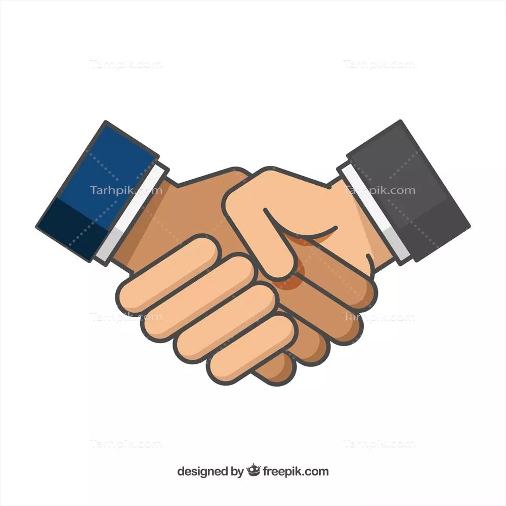 تصویر وکتور پسزمینه همکاری تجاری با طراحی مسطح و دستدادن