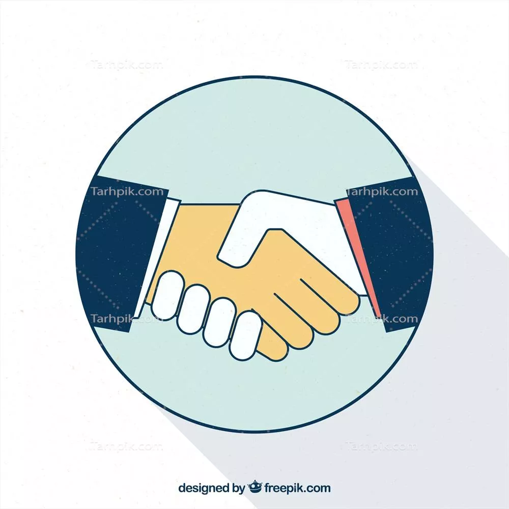 تصویر وکتور با زمینه سبک تخت دست دادن در دنیای کسب و کار
