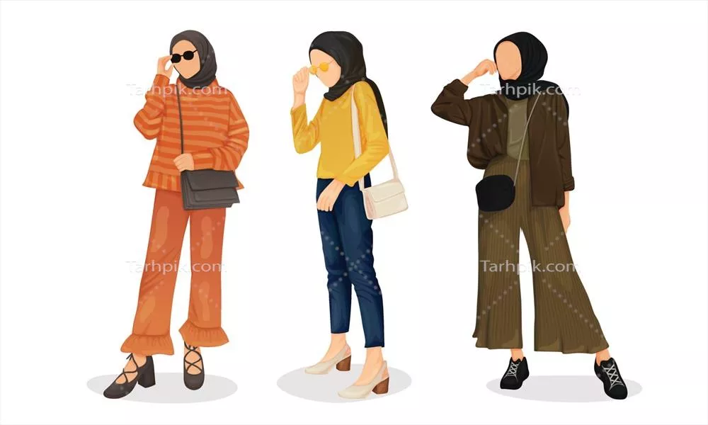 وکتور حجاب زنانه کسب و کار با لباس های رنگارنگ برای روز کاری