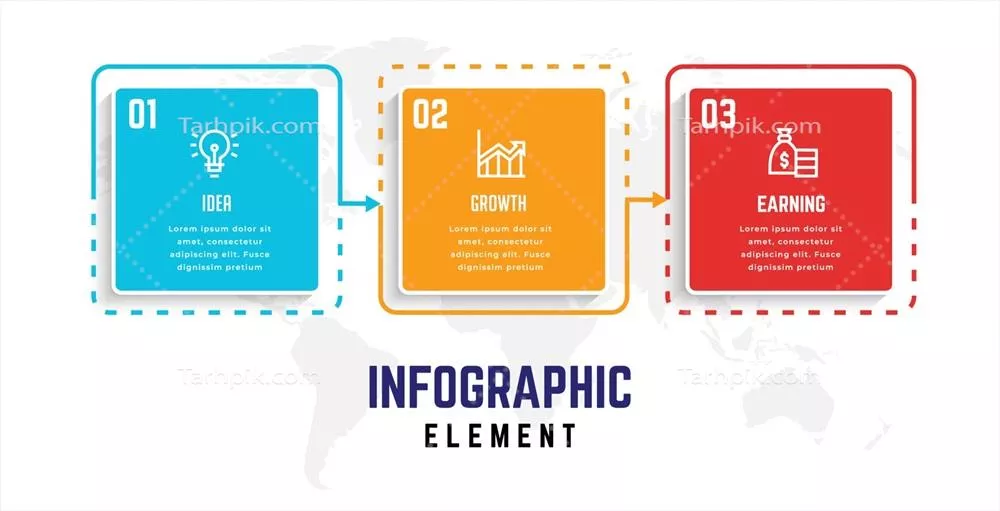 وکتور الگوی اینفوگرافیک تجاری برای فرآیندهای گام به گام به صورت ویژه