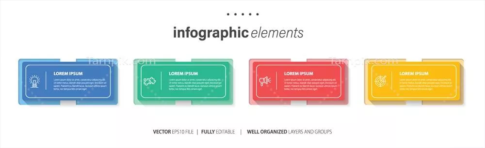 وکتور طراحی الگوی اینفوگرافیک تجاری با اعداد - ۴ گزینه مختلف