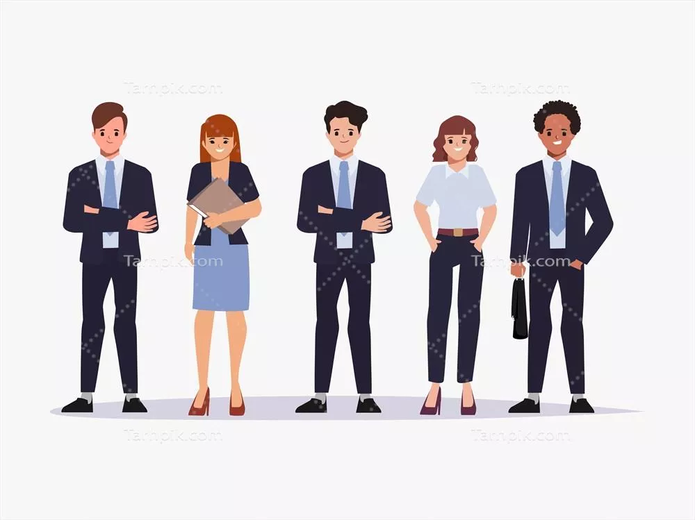 تیم کاری از افراد تجاری با پوشاک رسمی - وکتور گرافیکی