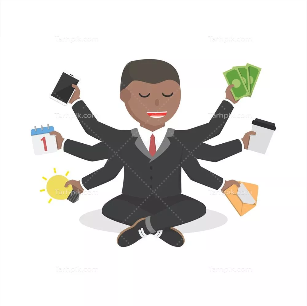 وکتور تجربه تعادل کار و آرامش برای یک تاجر آفریقایی