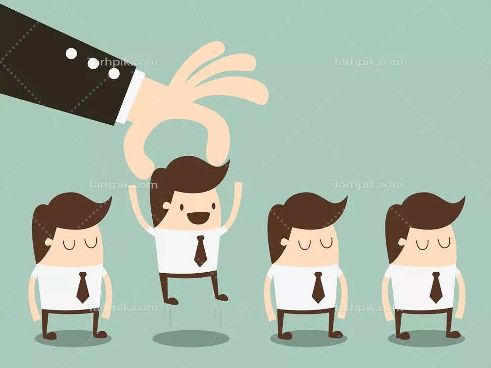 وکتور انتخاب کارمند مناسب توسط سرمایهدار از میان گروهی از افراد تجاری