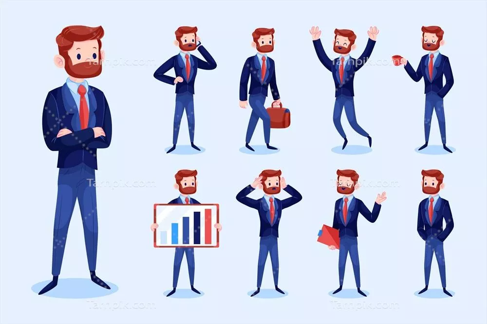 مجموعه وکتورهای متنوع از شخصیت های کارآفرین در نقش های مختلف