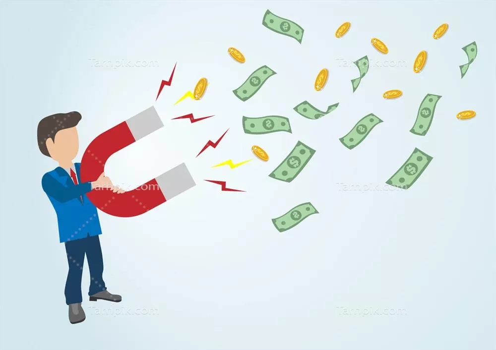 وکتور مرد کسب و کار با آهنربا: مفهوم جذب در تجارت