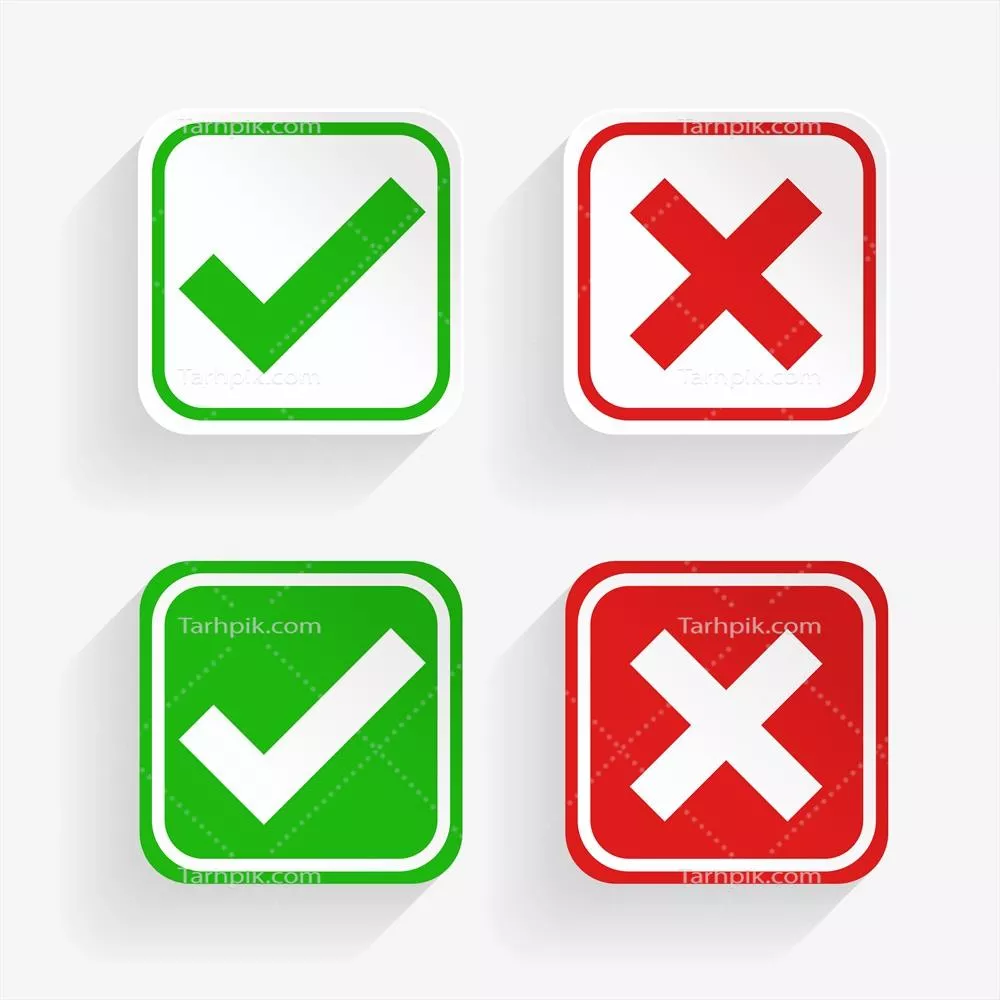 نمادهای وکتوری علامت تیک و ضربدر با سبک باترن