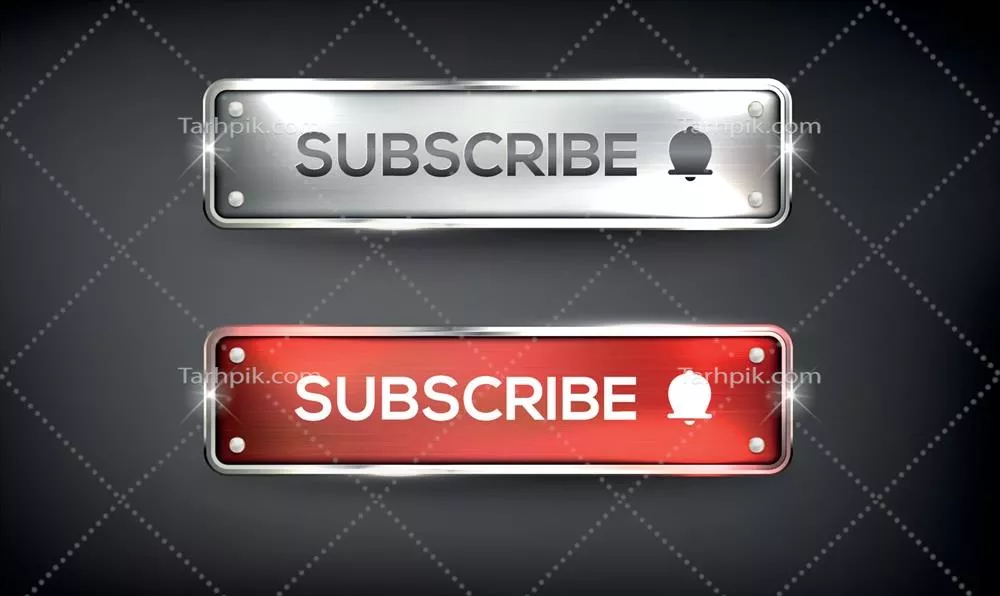 وکتور دکمه‌های اشتراک گذاری با رنگ فلزی قرمز و نقره‌ای بر روی پس‌زمینه سیاه