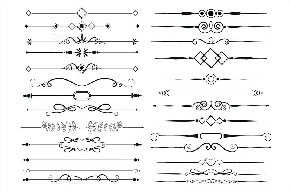 مجموعه عناصر زینتی و خطاطی وکتور برای طراحی های هنری